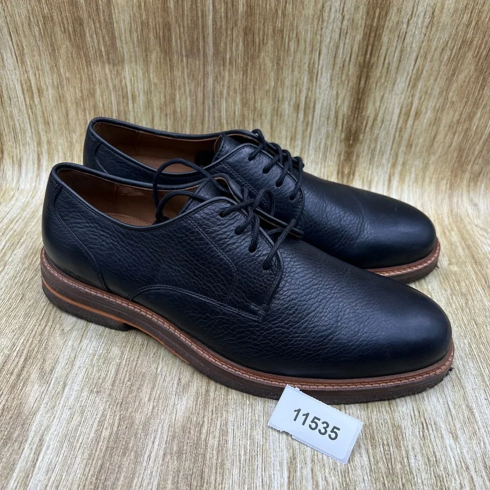 Johnston & Murphy Calder Plain Toe Shoes Men's Size 11M Black Pebbled Leather
